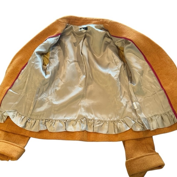 J. Crew Donegal Tweed Ecole Wool Cropped Blazer Size 8 Pumpkin Yellow Marigold - Picture 11 of 13